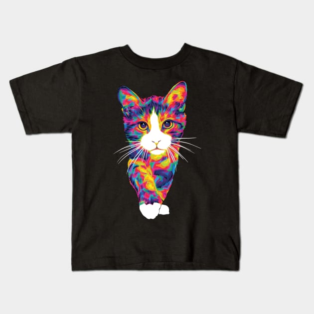 Rainbow Kitten Fur Kids T-Shirt by polliadesign